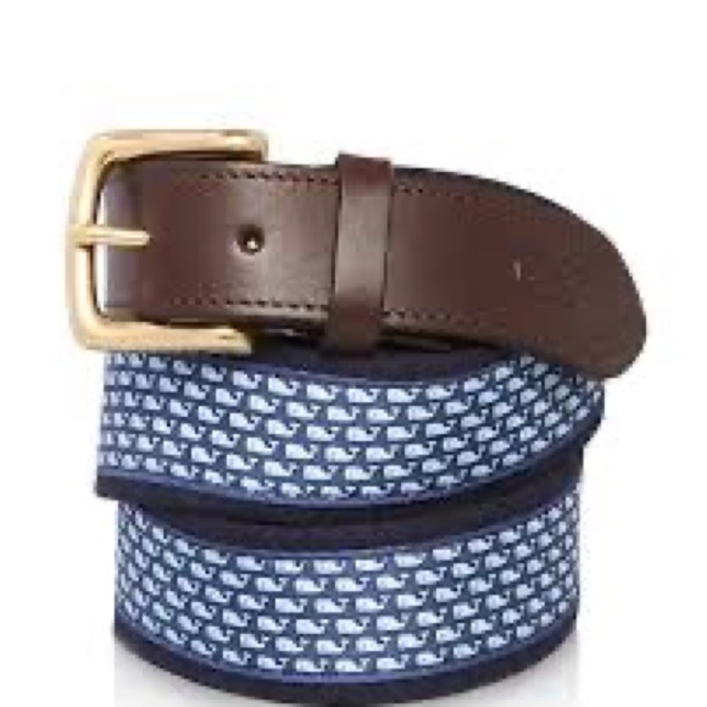 NWT VINEYARD VINES mens Leather Vineyard Whale Club Royal Blue Belt Sz 34